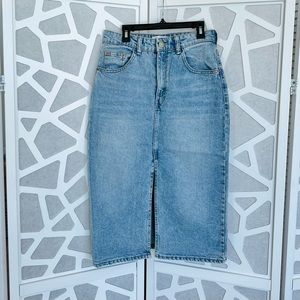 Zara Denim High Waisted Skirt With Slit, Size S